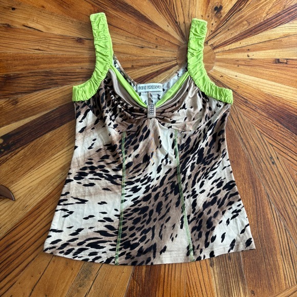 Maria Grazia Severi Tops - Maria Grazia Severi Animal Print Tank Top Rhinestone Embellished Made Italy